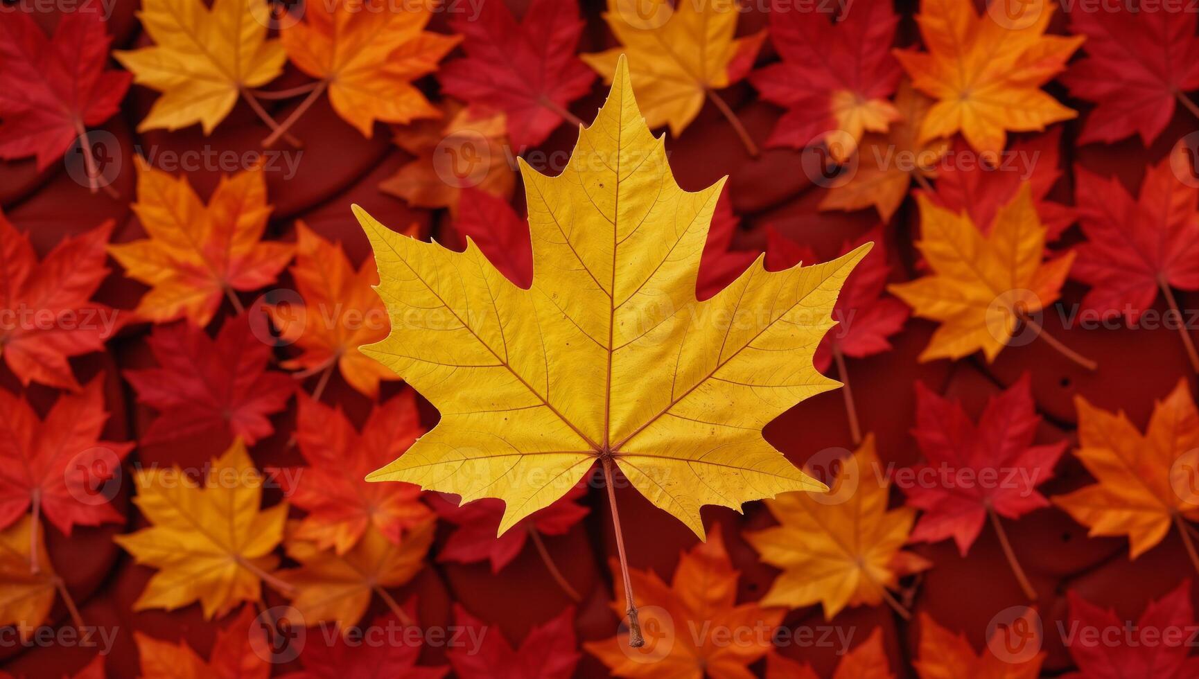 Autumn leaves create intricate patterns throughout various plant backdrops photo