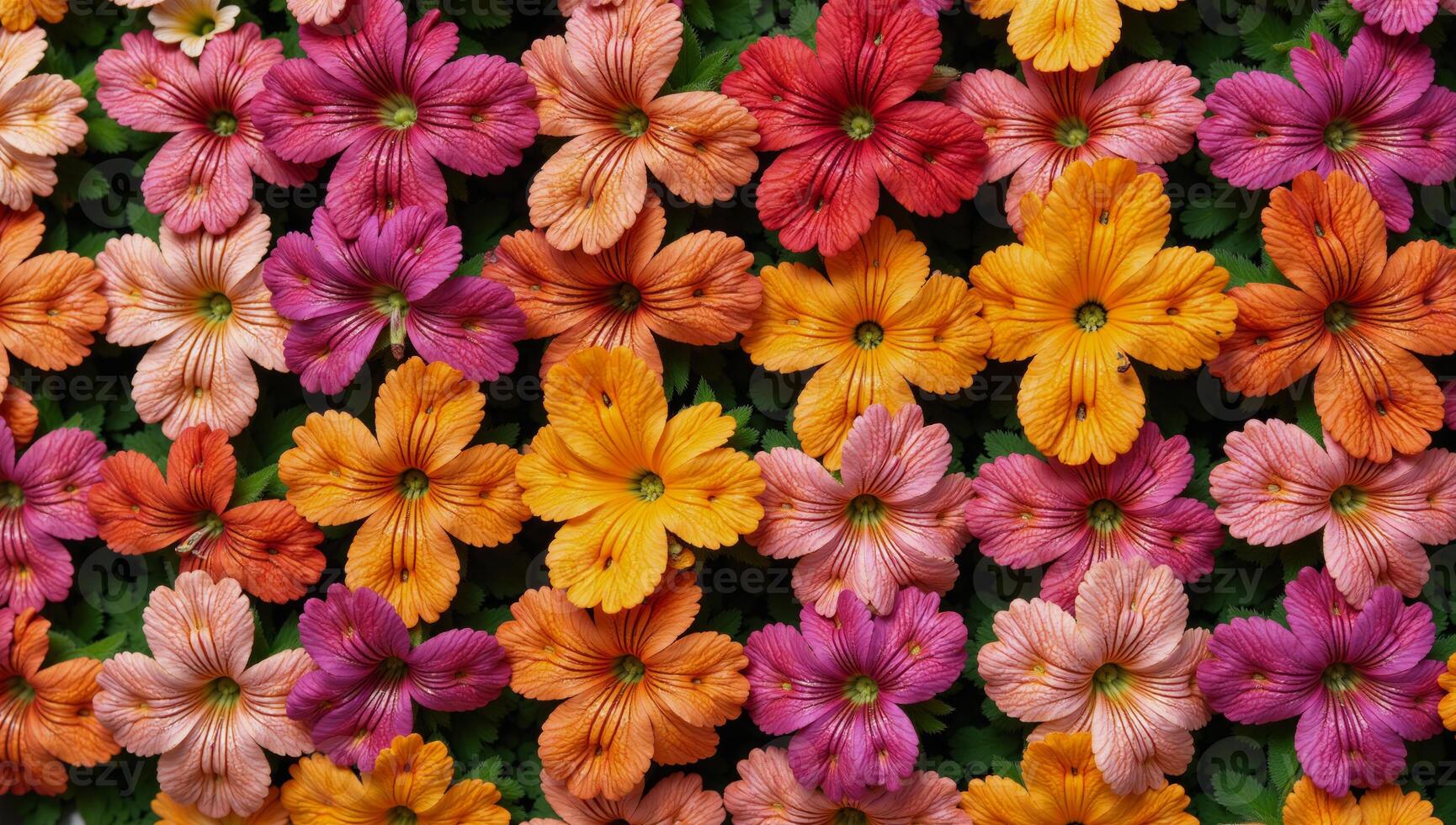 A vibrant pattern featuring various colorful blooms photo