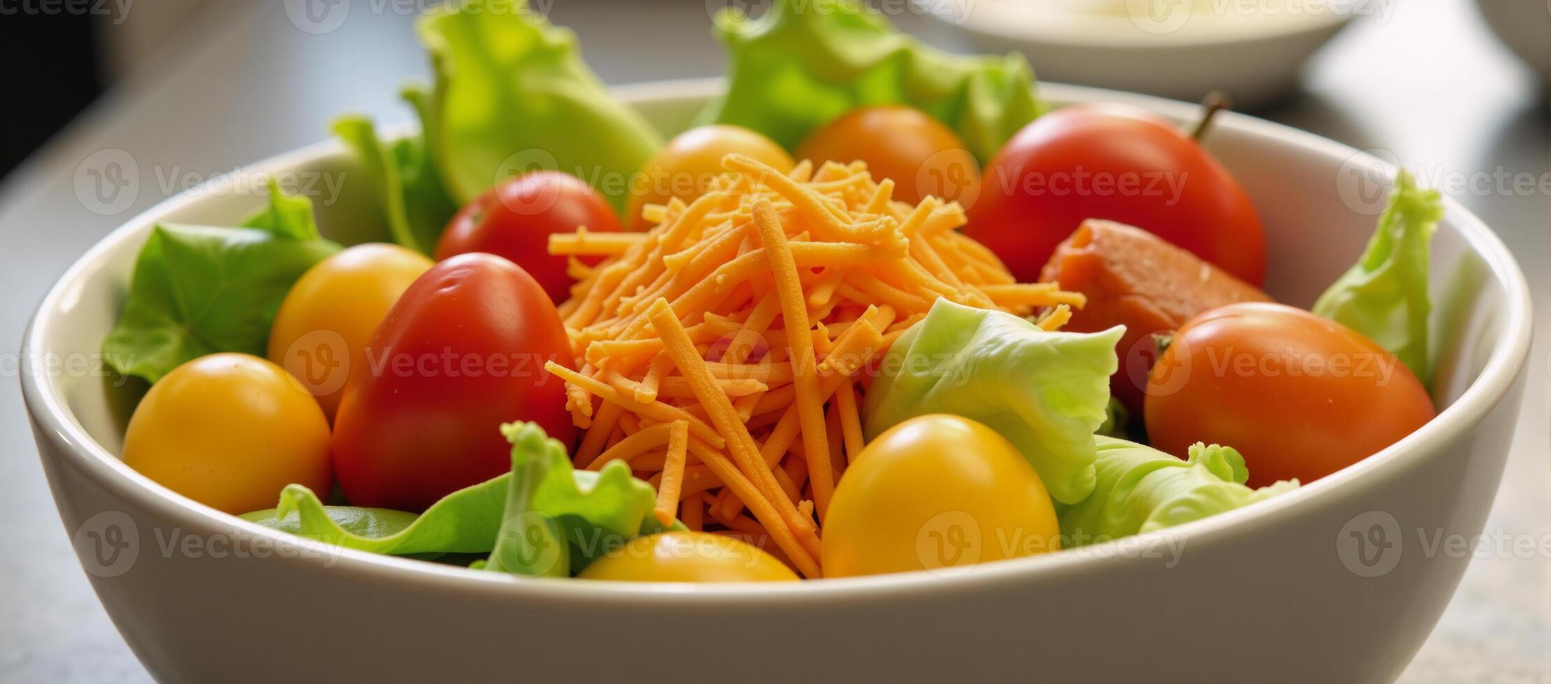 Background featuring vibrant salad bowl set design photo