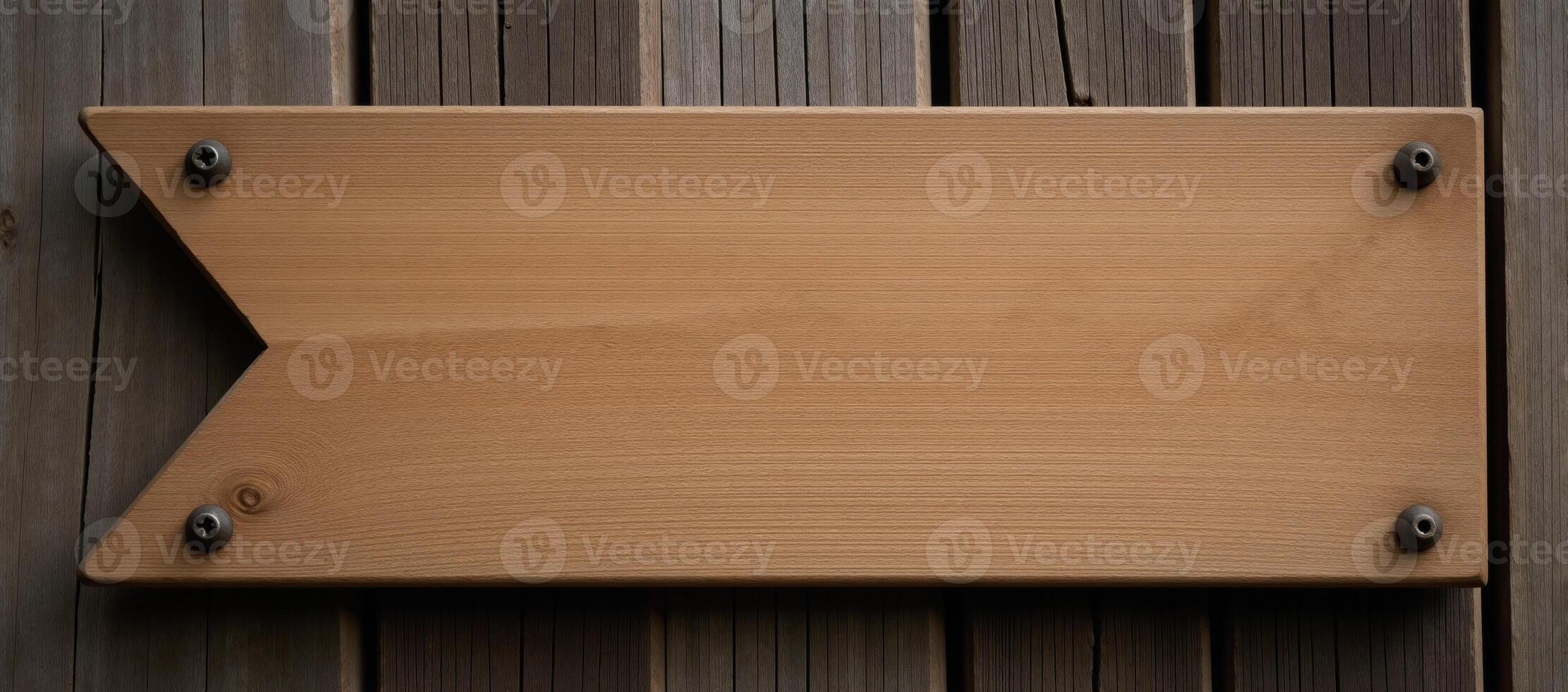 A vintage cartoony wooden signboard features a cracked and nailed text box on a weathered rustic timber plank photo