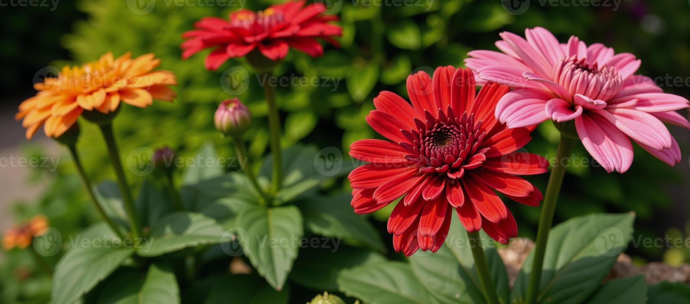 A captivating botanical display of vibrant flowering plants in a stunning garden arrangement photo