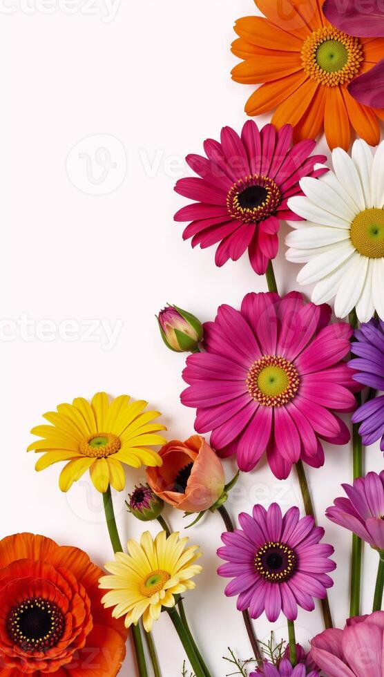 Vibrant floral arrangement against a pristine white backdrop Isolated composition photo