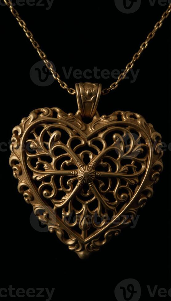 A lone golden heart set against an empty backdrop photo