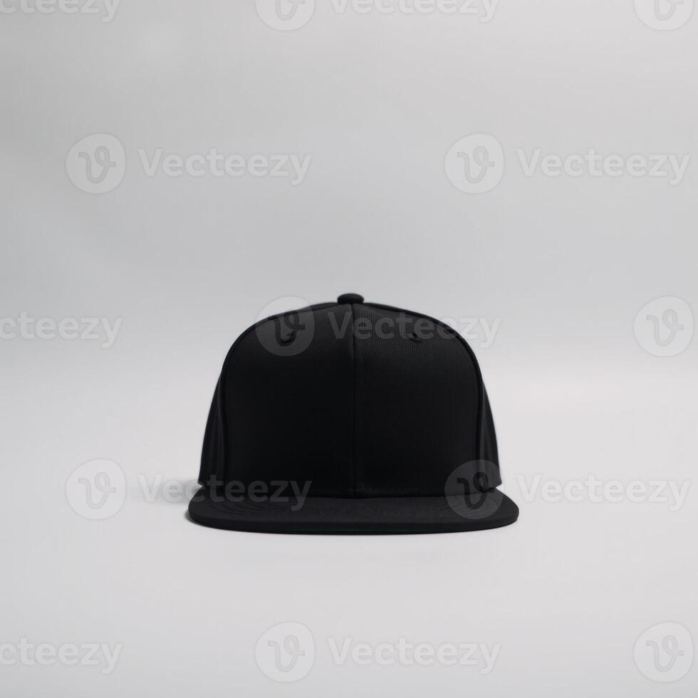 Black Snapback Hat on White Background Isolated photo