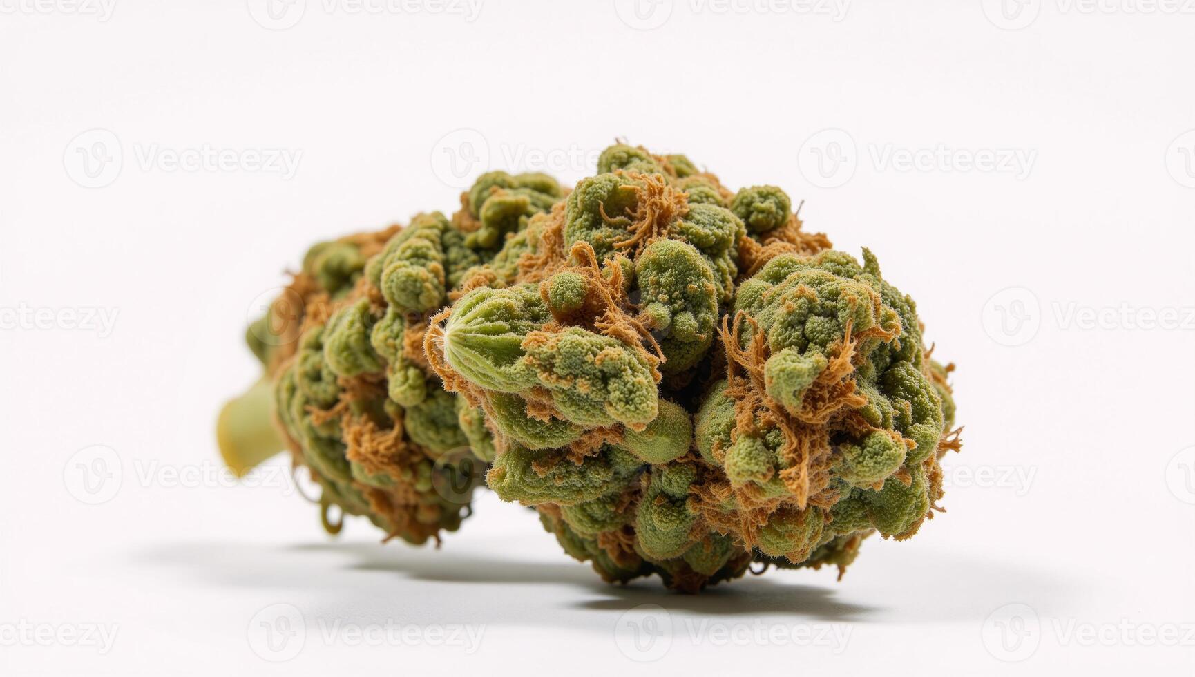 Highly detailed image of vibrant cannabis bud showcasing exceptional quality and richness on a pure white background photo