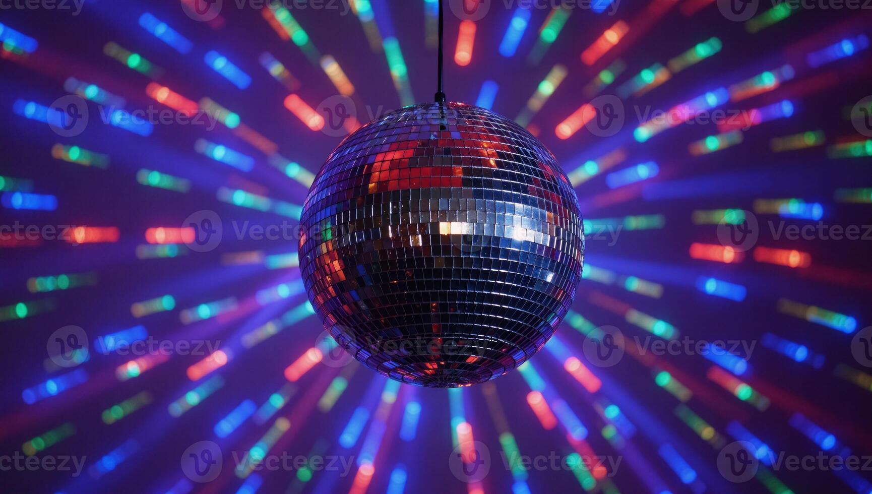 Discothemed light display featuring rotating mirror balls and colorful lighting effects photo