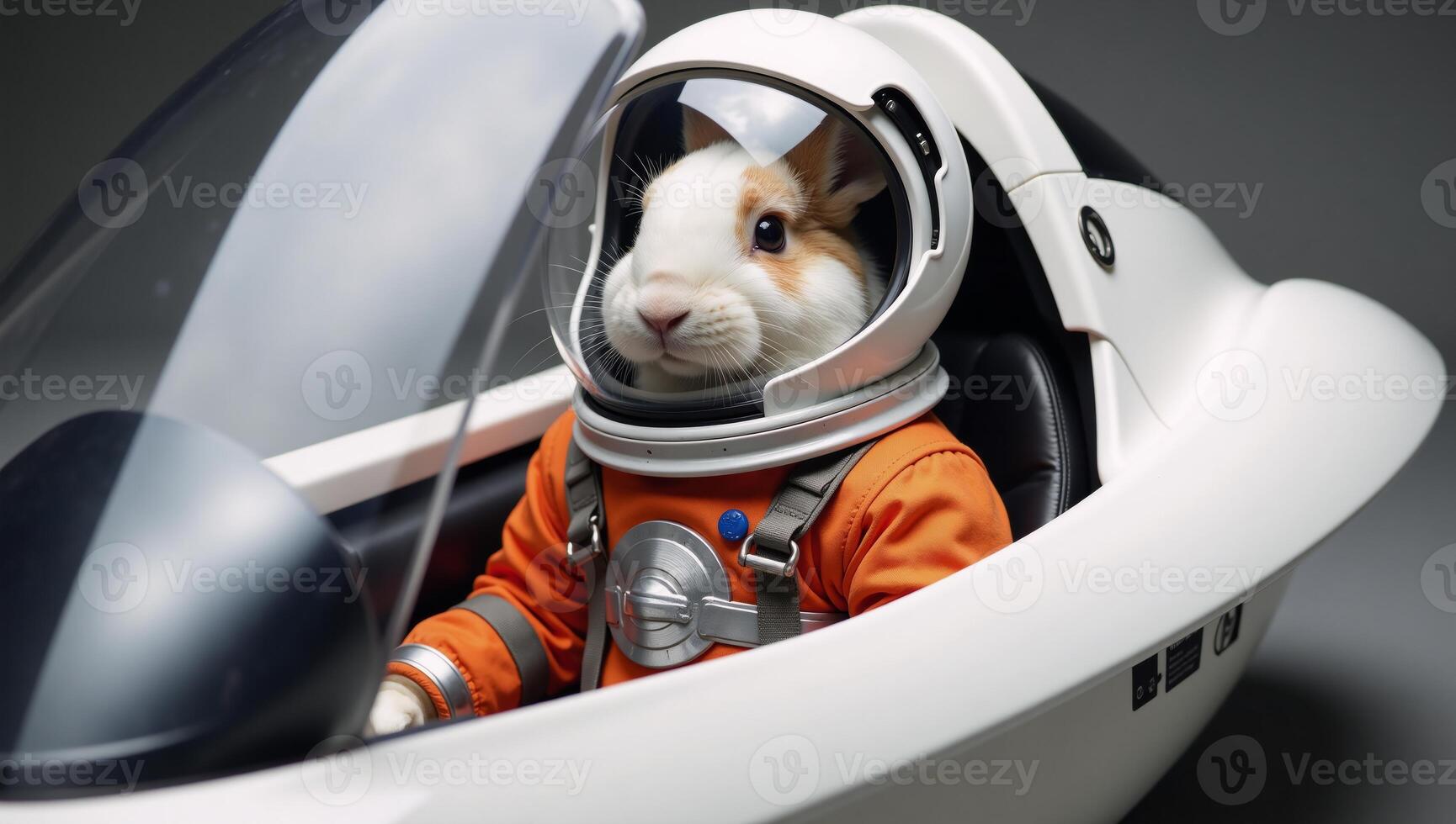 rabbit astronaut inside spaceship photo