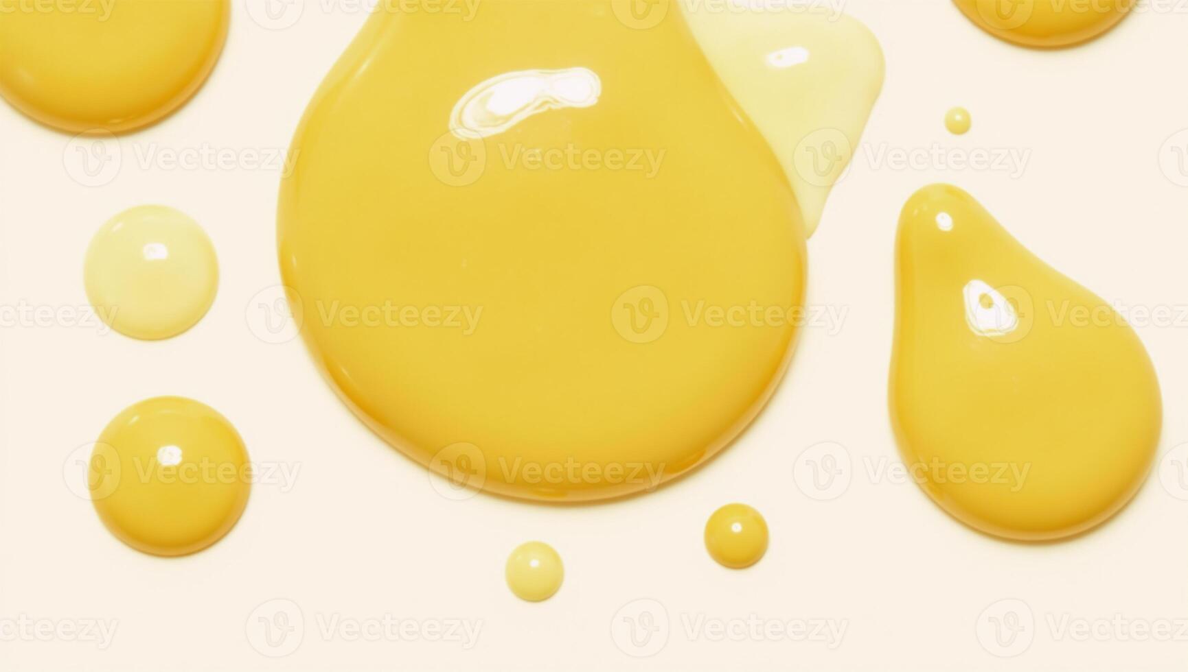 Isolated set of yellow cheesemustard droplets against a white backdrop clipped fully focused with focusstacked image detail photo