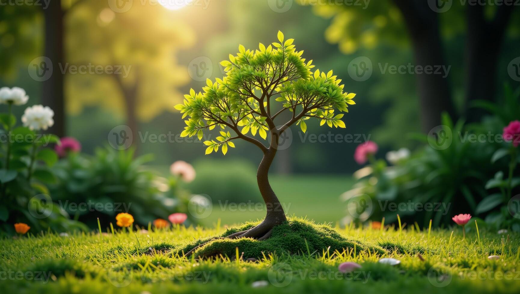A family tree featuring a beautiful symbolic magic tree as its centerpiece representing the beginnings of life photo