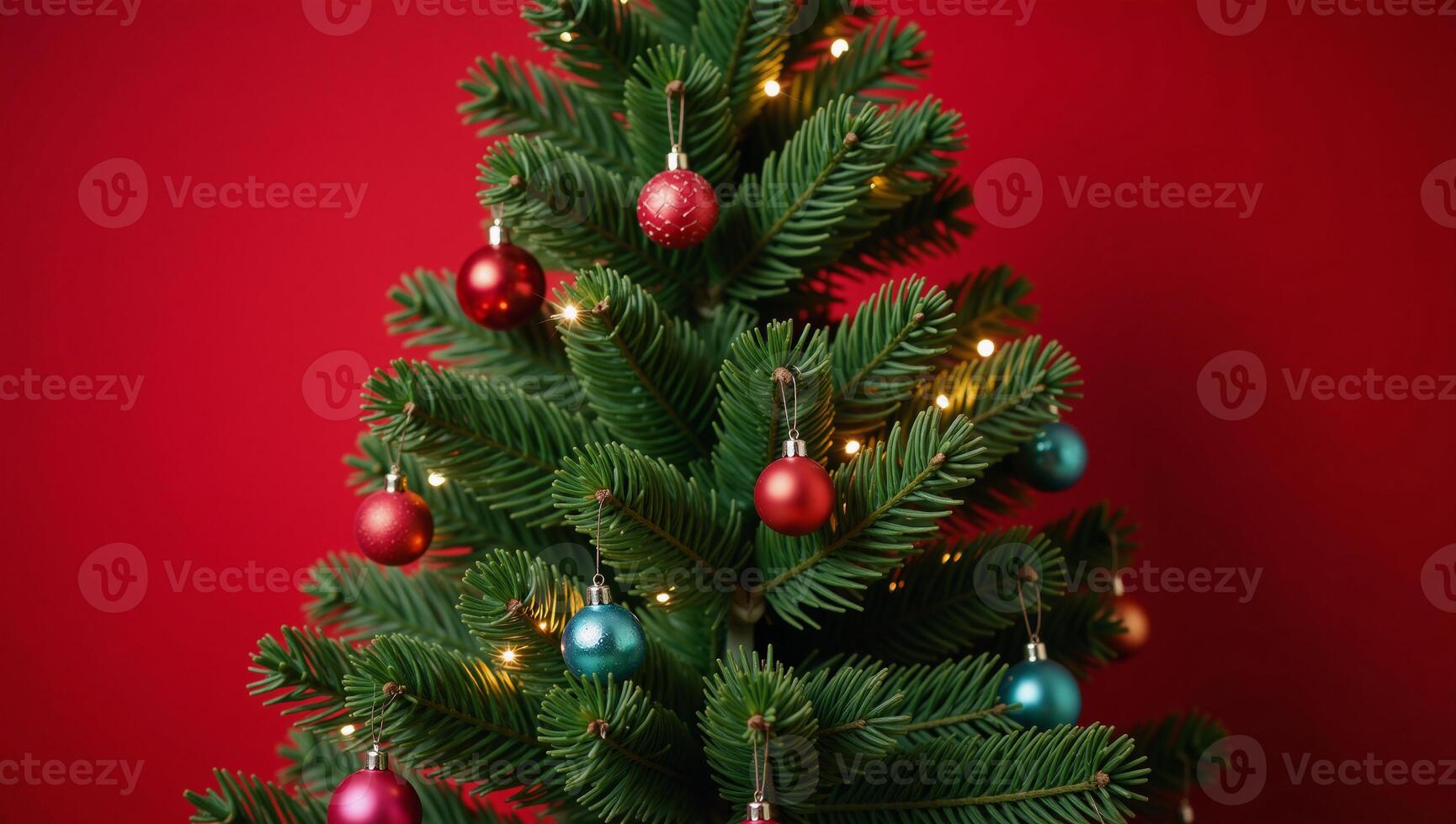 A stylized Christmas tree crown atop a vibrant red backdrop photo