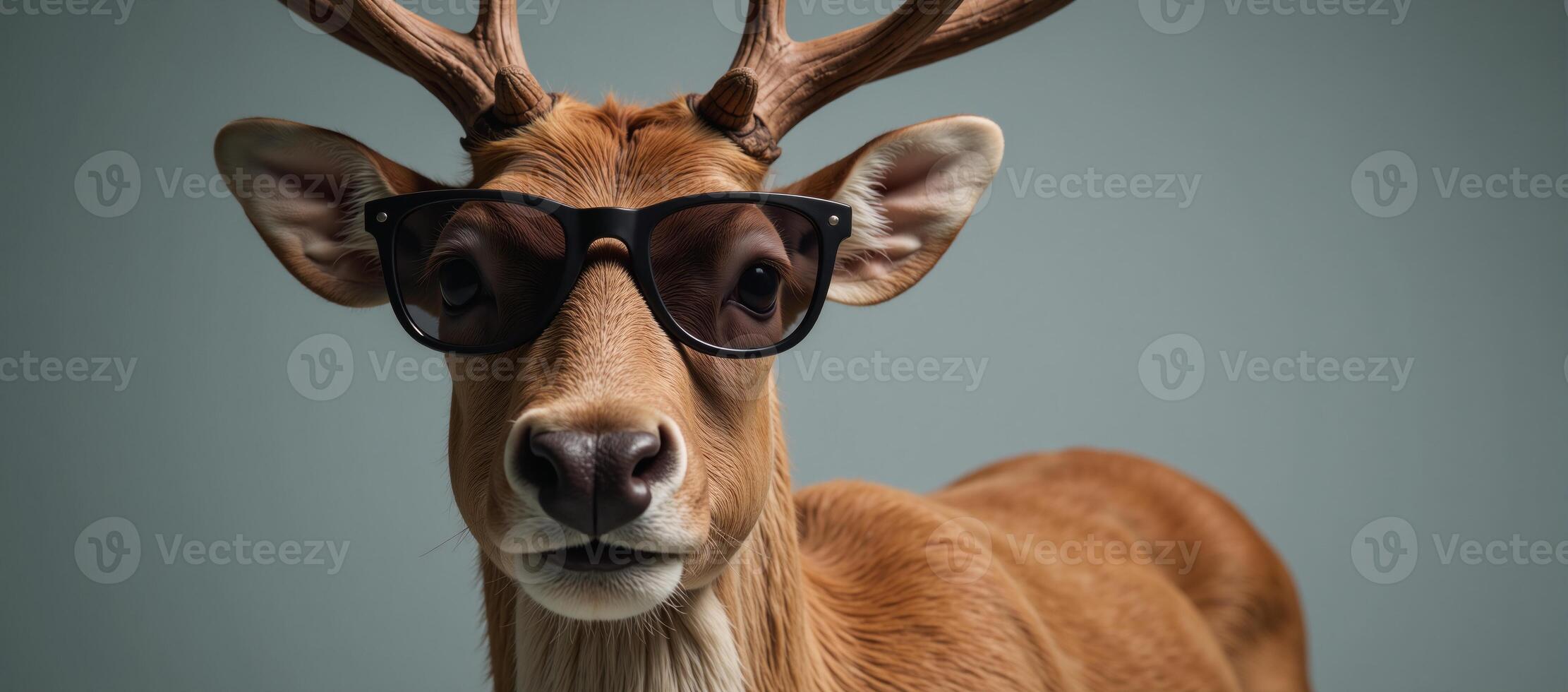 A hipster reindeer donning sunglasses for a brutal holiday twist photo