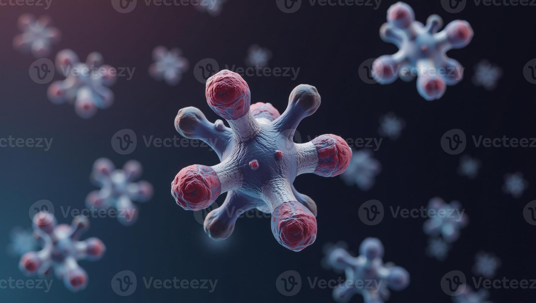 3D abstract rendering featuring H2O molecule on water molecules backdrop targeting medical audience photo