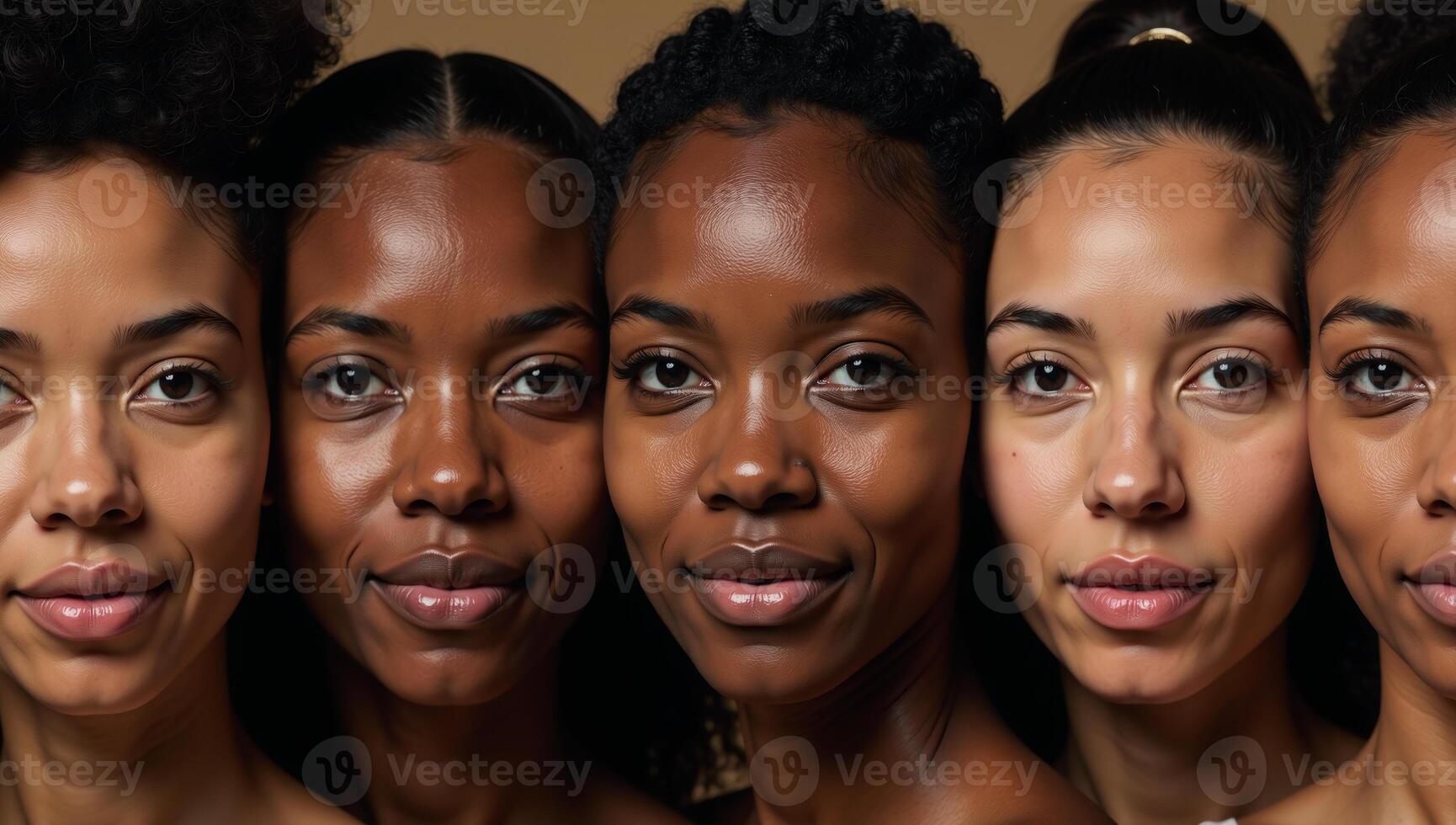 Seamlessly rendered portraits showcasing diverse facial features of African American women photo