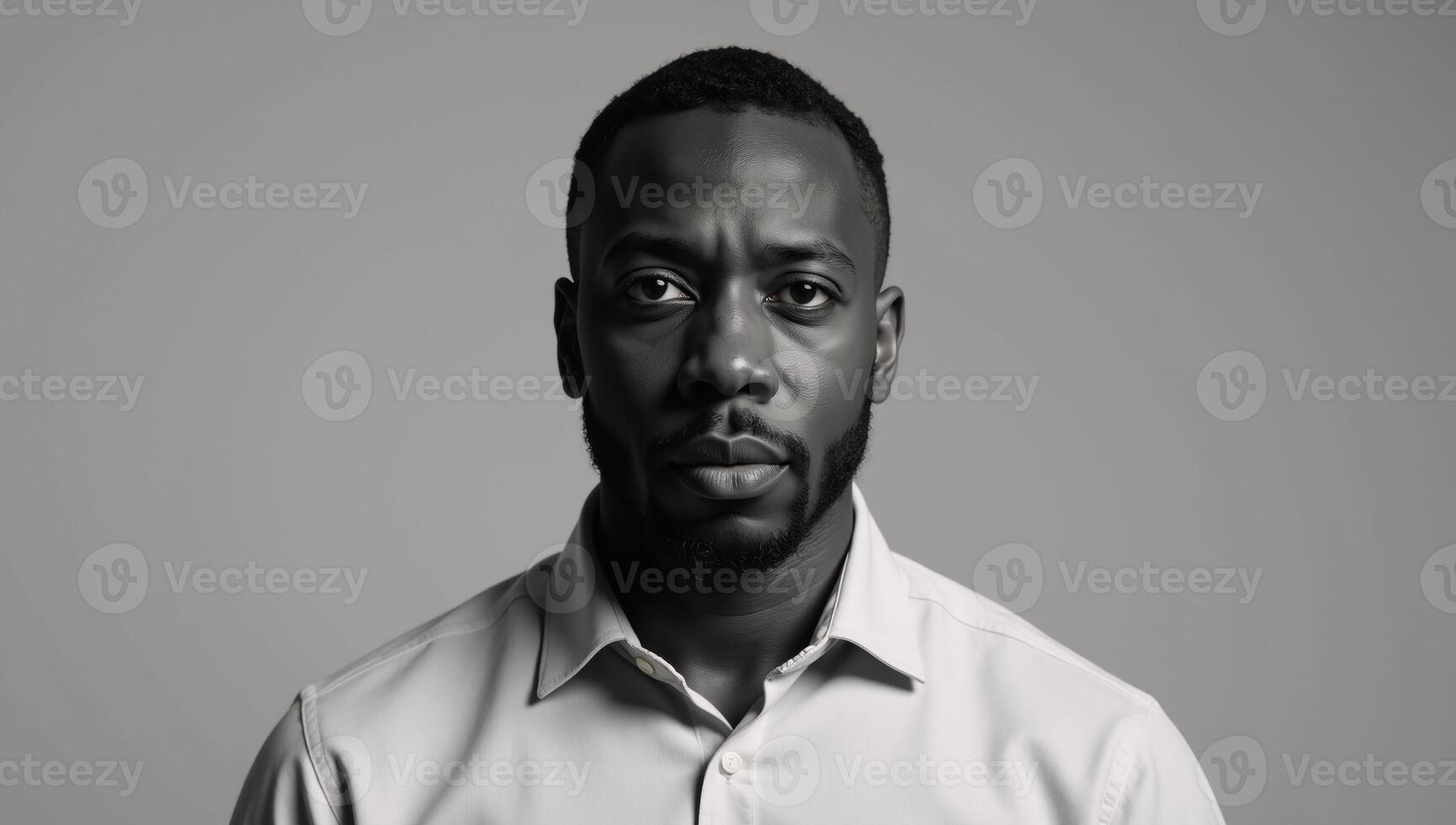 Black African American Man portraying depression concept with a melancholic demeanor photo