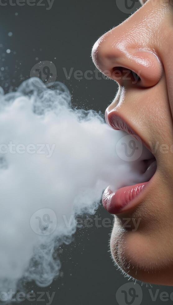 Individual expelling airborne viruses upon coughing photo