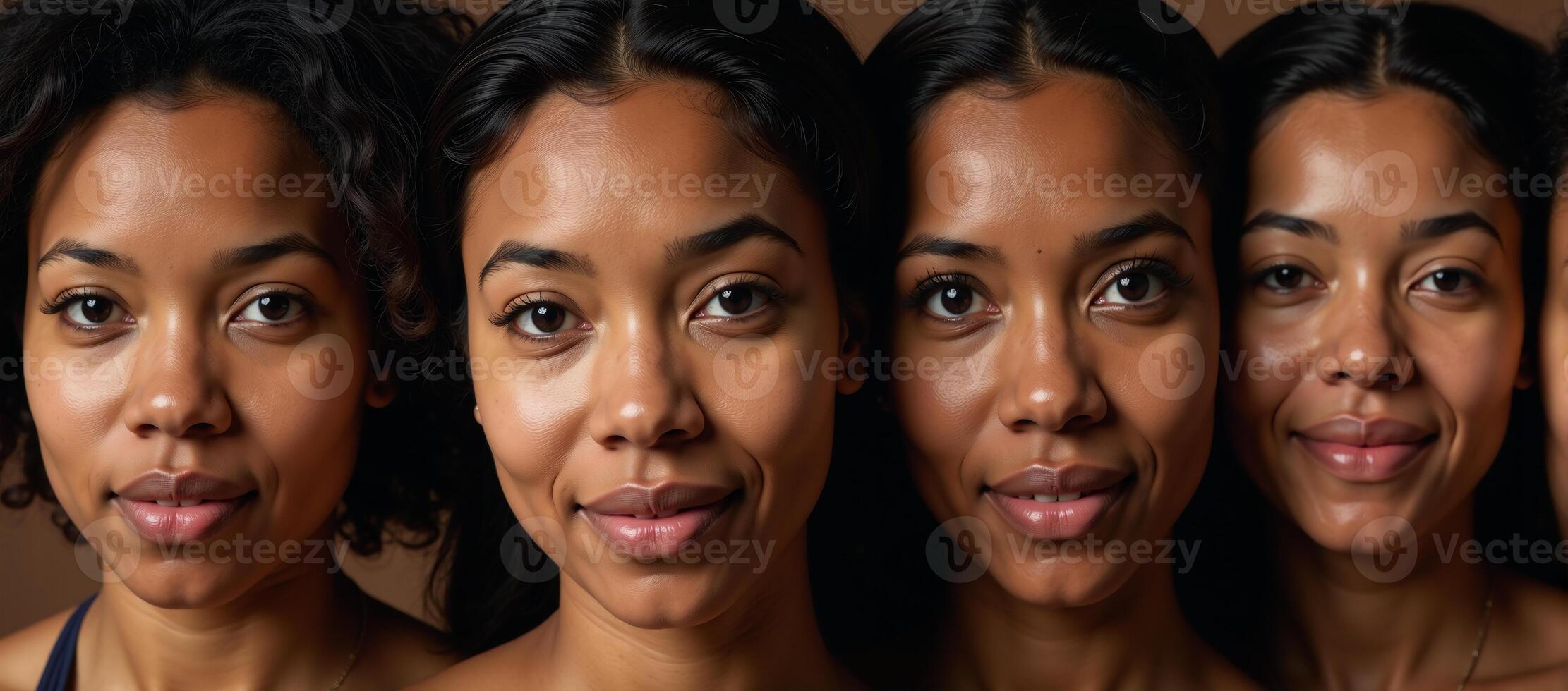 Seamlessly rendered portraits showcasing diverse facial features of African American women photo