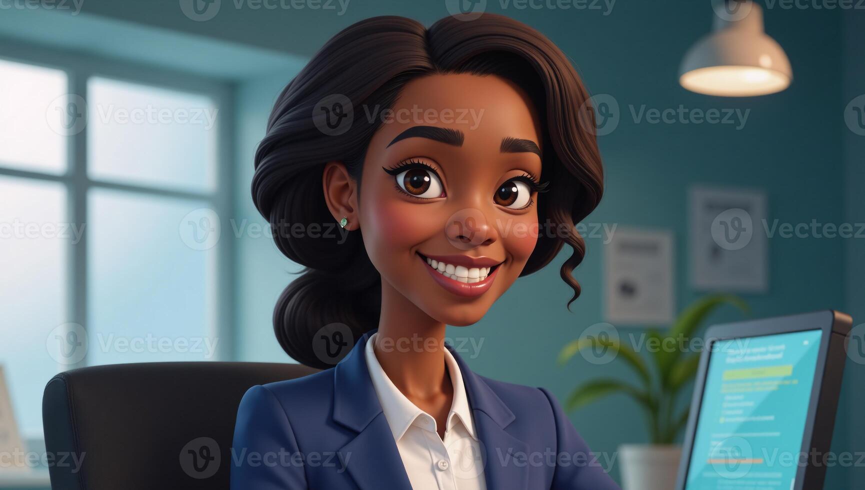 Animated cartoon portrayal of an African American software engineer photo