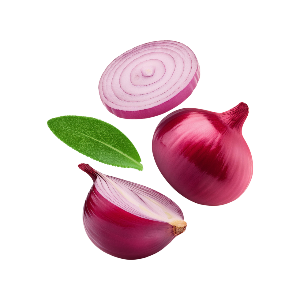 Sliced red onion on transparent background png