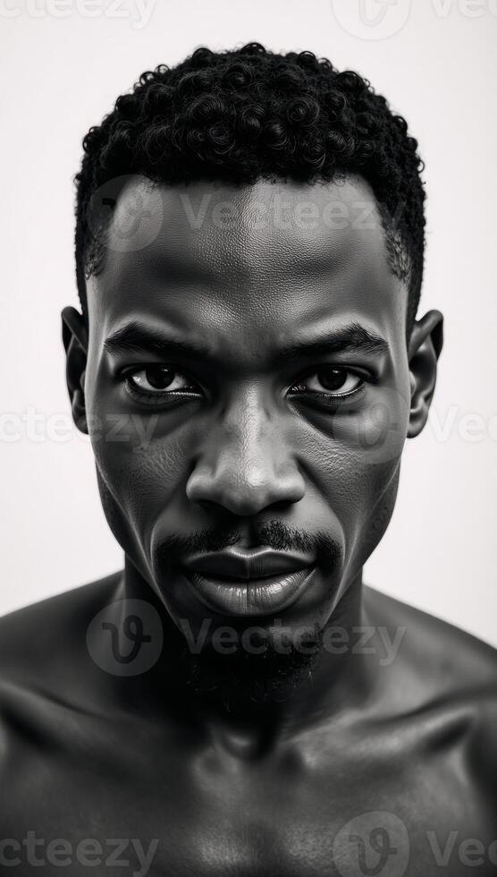 In an abstract African American male portrait expressive lines and dynamic contours convey inner depth and energy photo