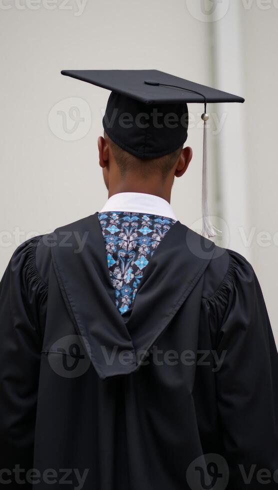 AfricanAmerican graduate in cap gown unidentifiable Black student photo