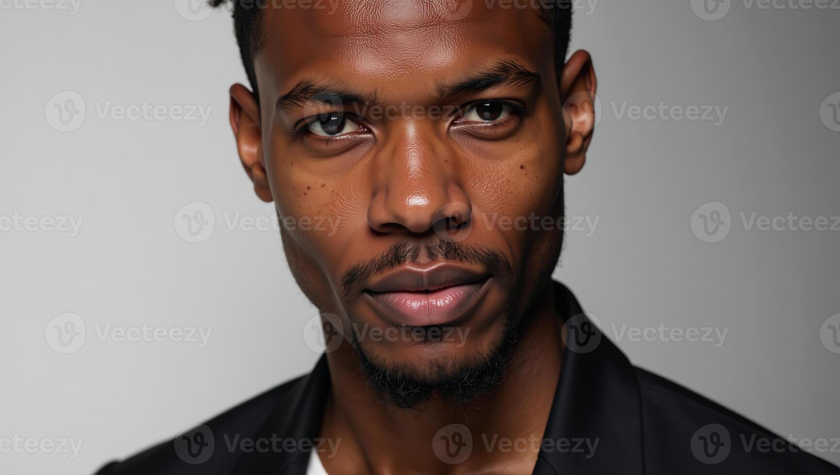 a confident black male model posed against a backdrop photo