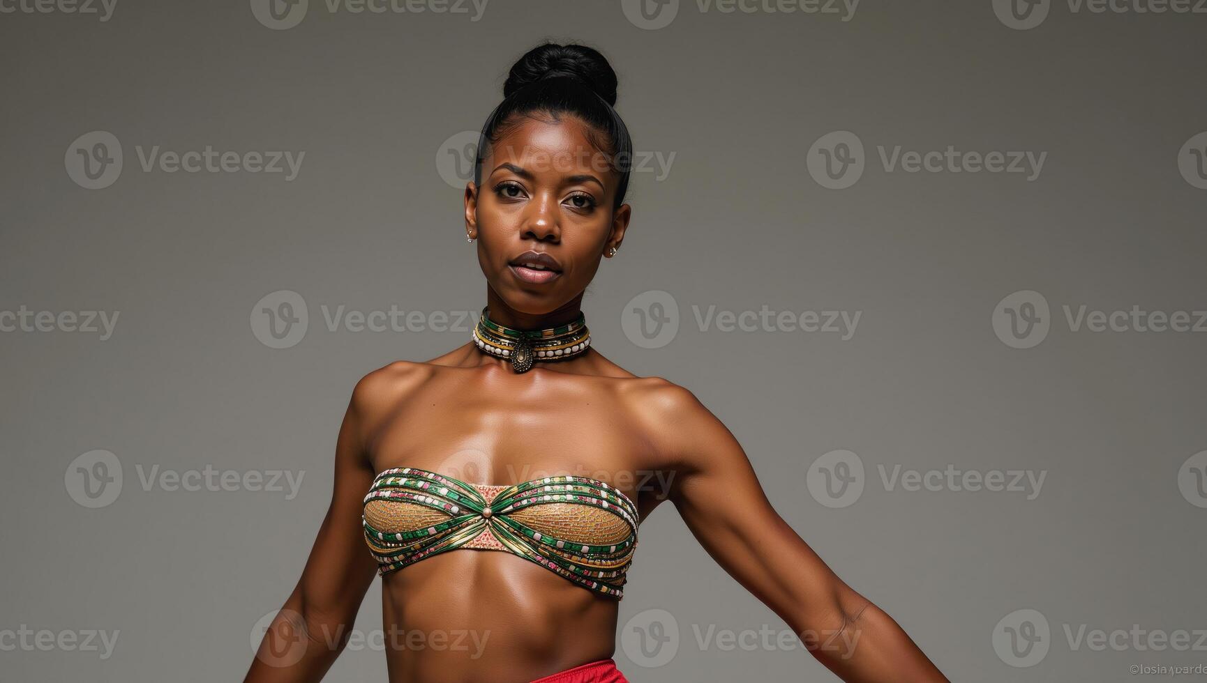 Intricate quilled paper artwork featuring an elegant African American female dancer wearing a banana skirt photo