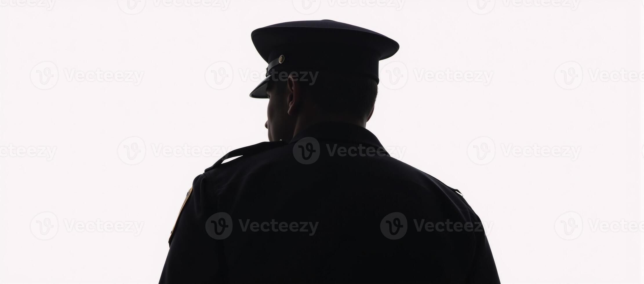 AfricanAmerican male police officer depicted as an art silhouette photo