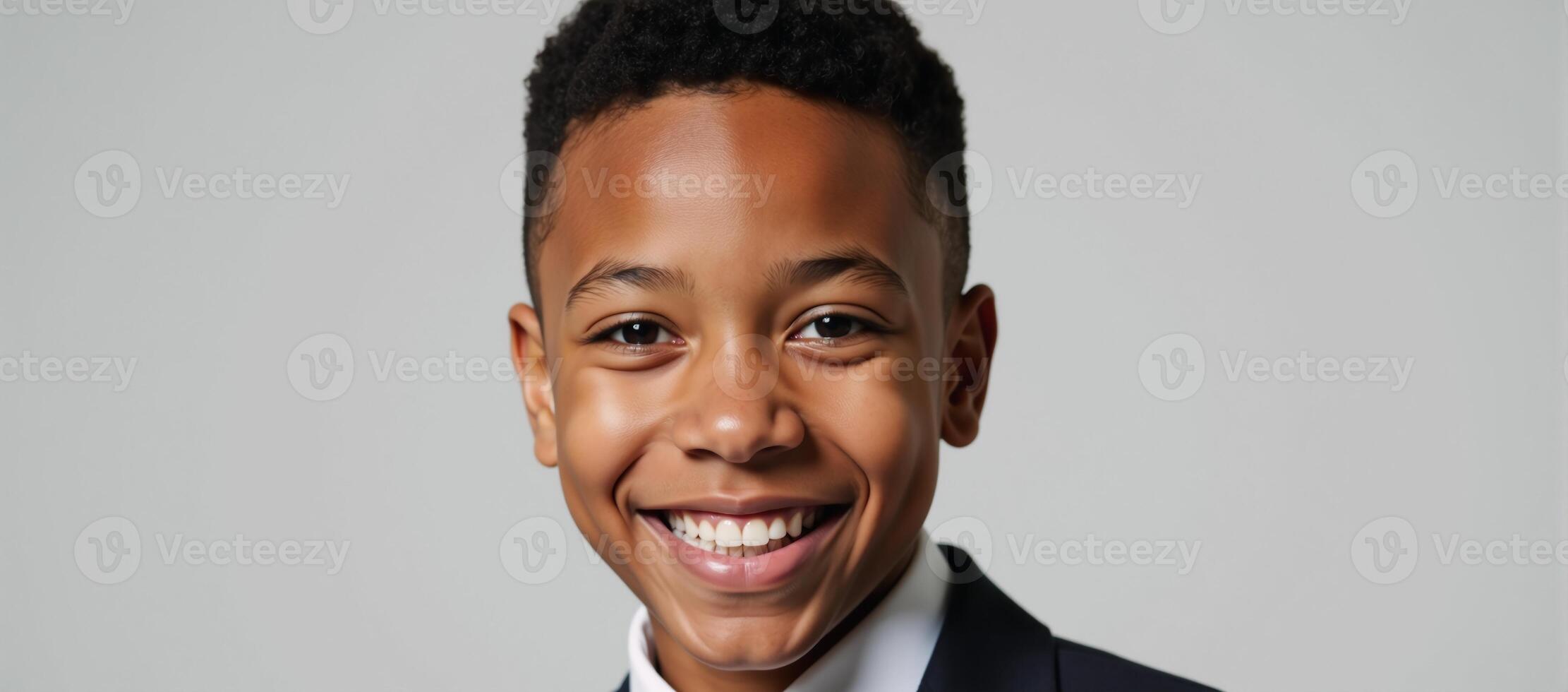 Portrait of a cheerful young Black male gazing directly into the camera photo