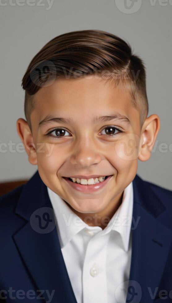 Portrait of a cheerful young Black male gazing directly into the camera photo