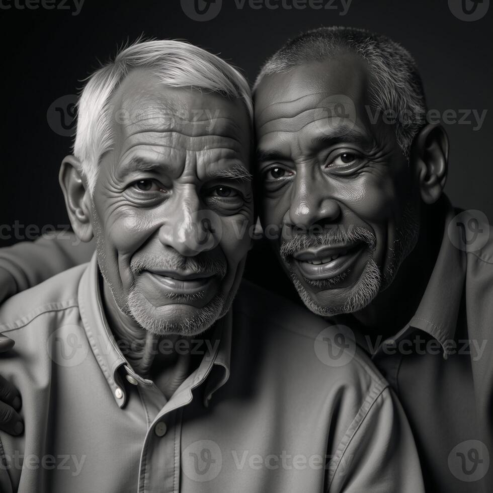 AfricanAmerican elderly father with an adult son photo