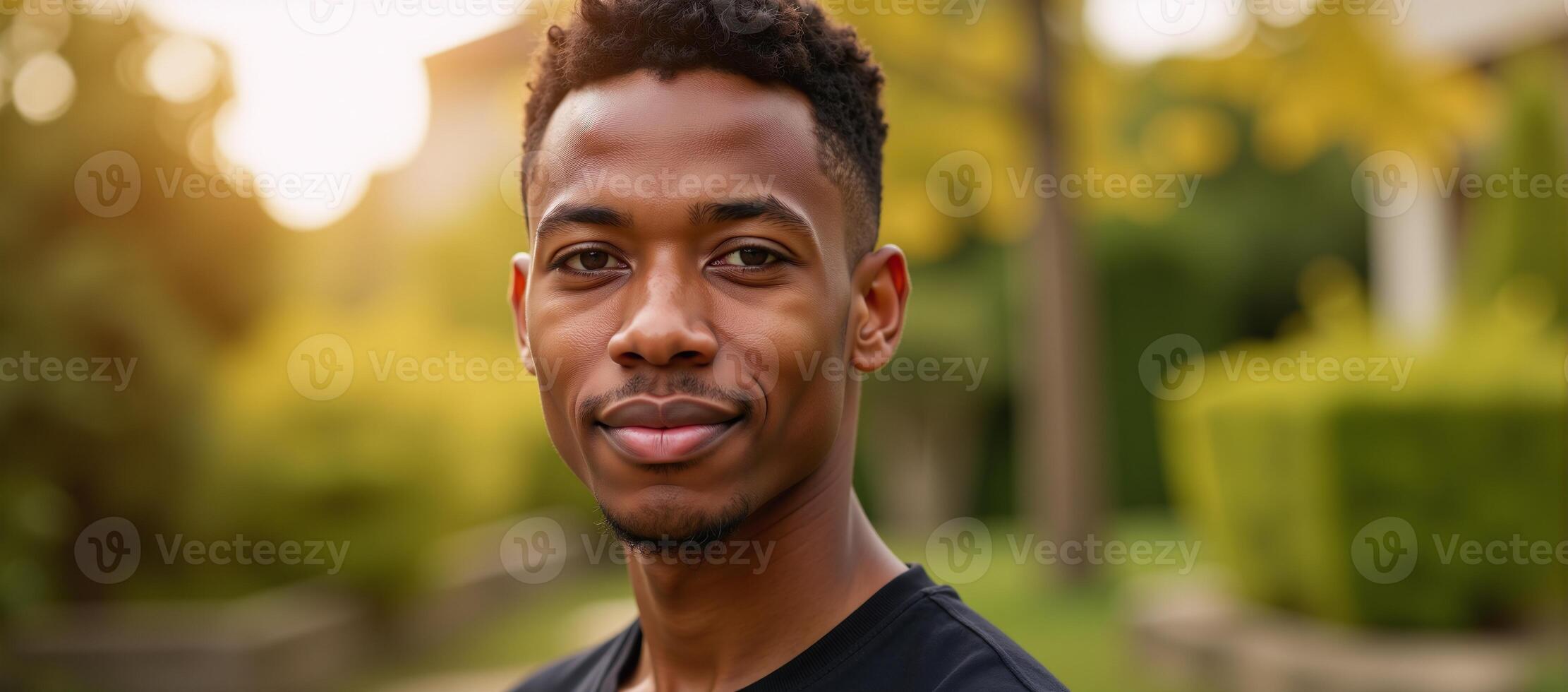 Outdoor portrait of young African American male photo