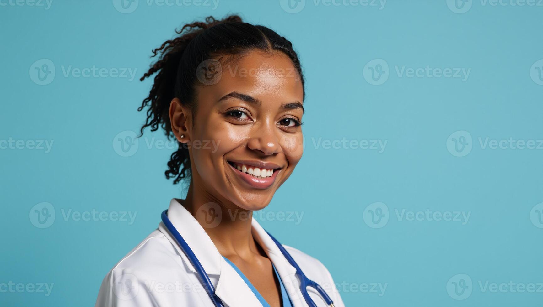Young African American doctor woman smiling happily against a singlecolored isolate background lucky recipient of an inspiring portrait photo
