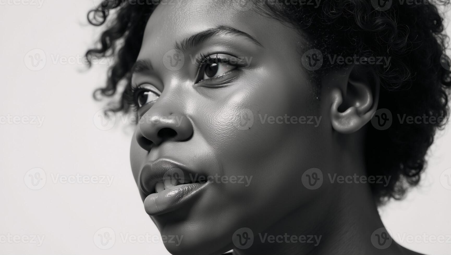 Contemplative portrait showcasing an elegant African American woman photo