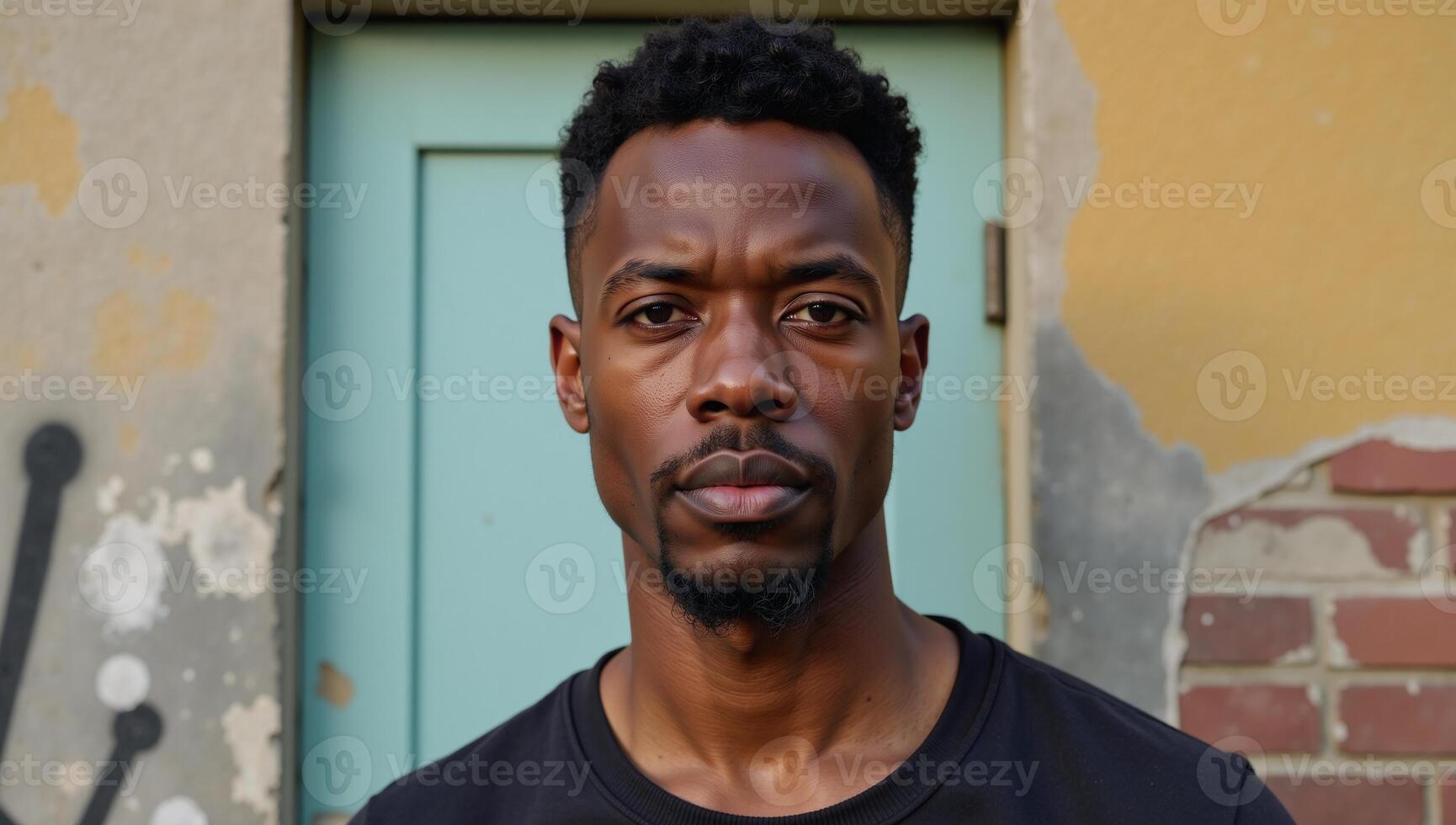 African American Man Portrayed against Grungy Backdrop Portrait photo