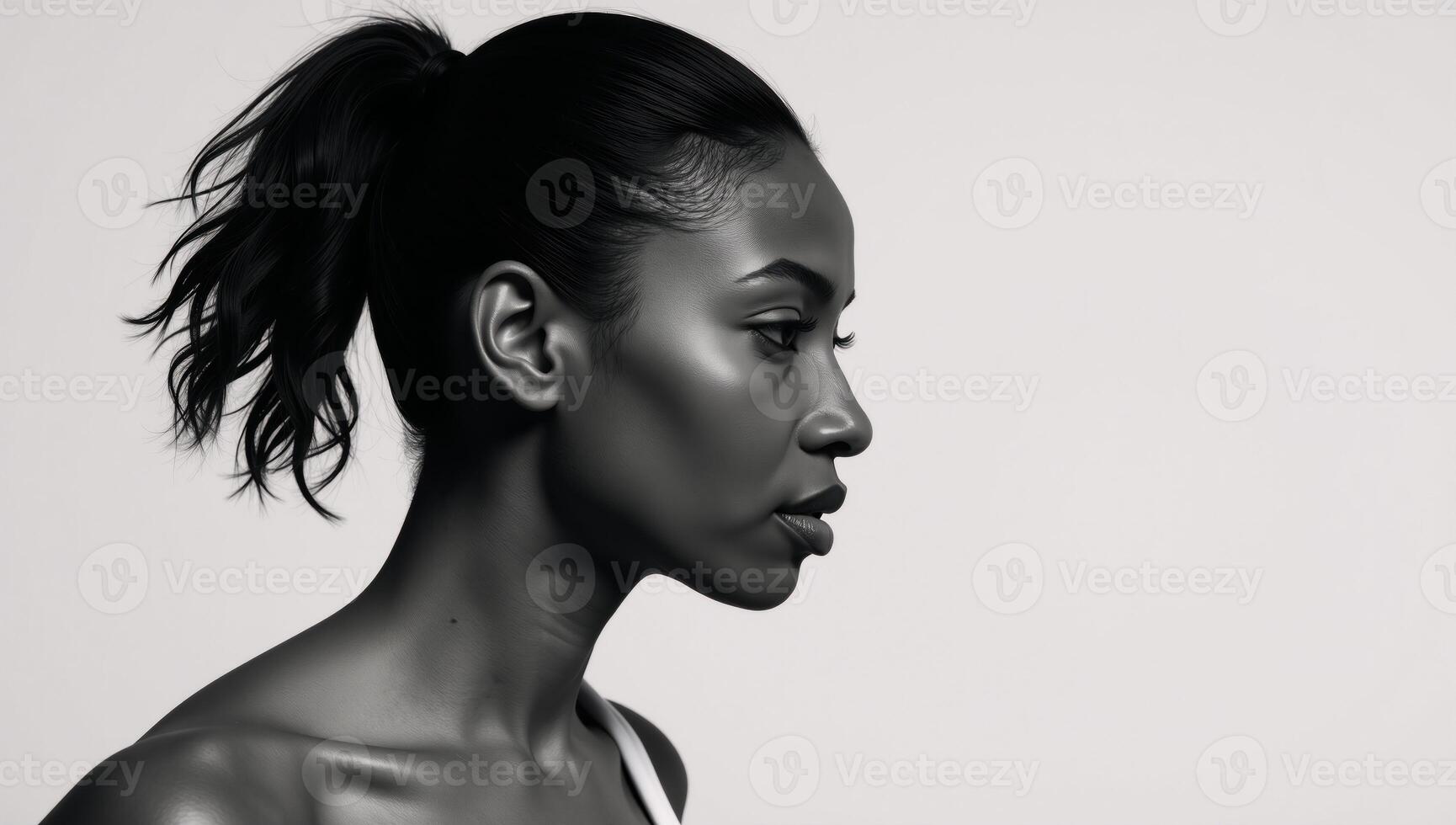 Isolated profile art showcasing an African American woman with fashionable attire photo