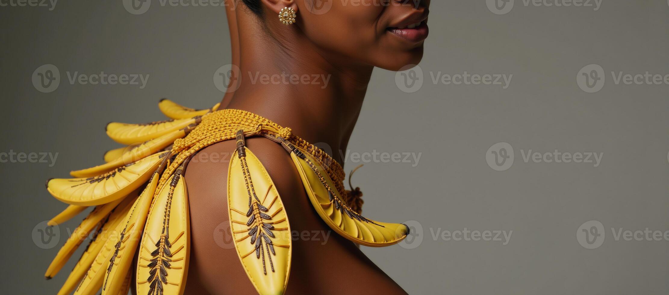 Intricate quilled paper artwork featuring an elegant African American female dancer wearing a banana skirt photo