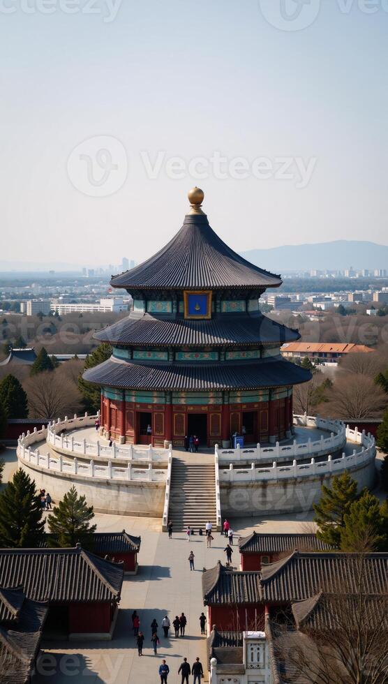 Explore Beijings storied past via a vintagethemed journey showcasing the architectural grandeur and historical relevance of the Temple of Heaven photo