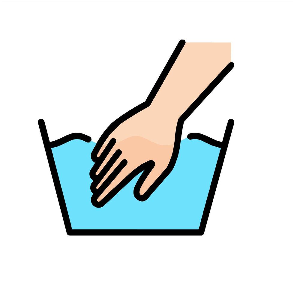 A hand washing a bowl with water vector