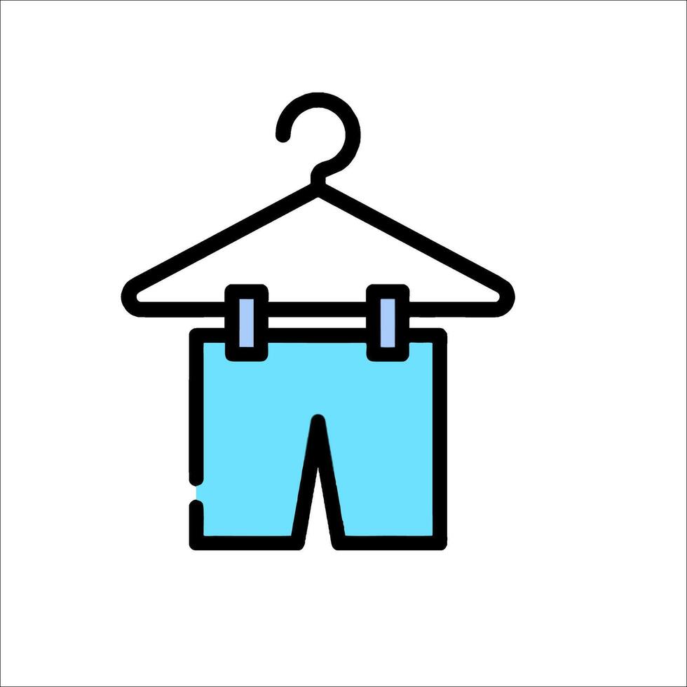 A blue hanger with a pair of shorts hanging on it vector