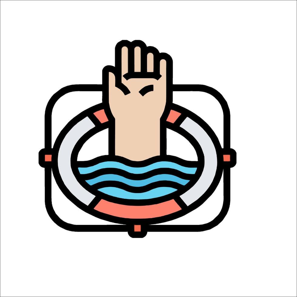 A hand reaching out to the water in a life preserver vector