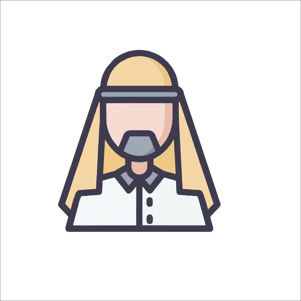 Arabic man with beard and hat icon vector