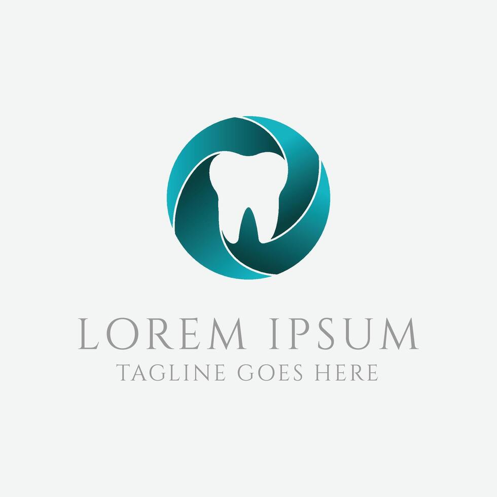 Modern Circular Dent Tooth for Dental Dentist Clinic Logo Design vector