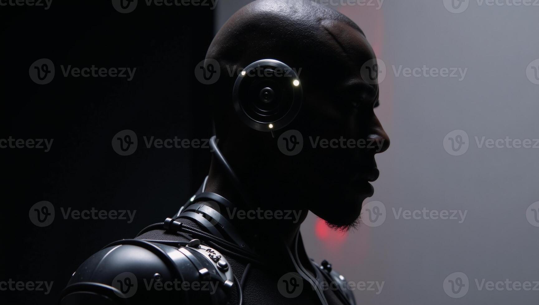 AfricanAmerican Cyborg Android Character Design Futuristic Robot photo