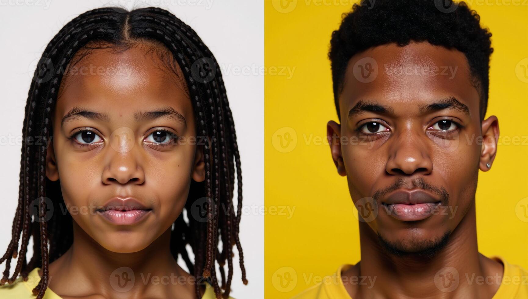 AfricanAmerican girl with dreadlocks Light background Portrait of young Black man Portraiture photo