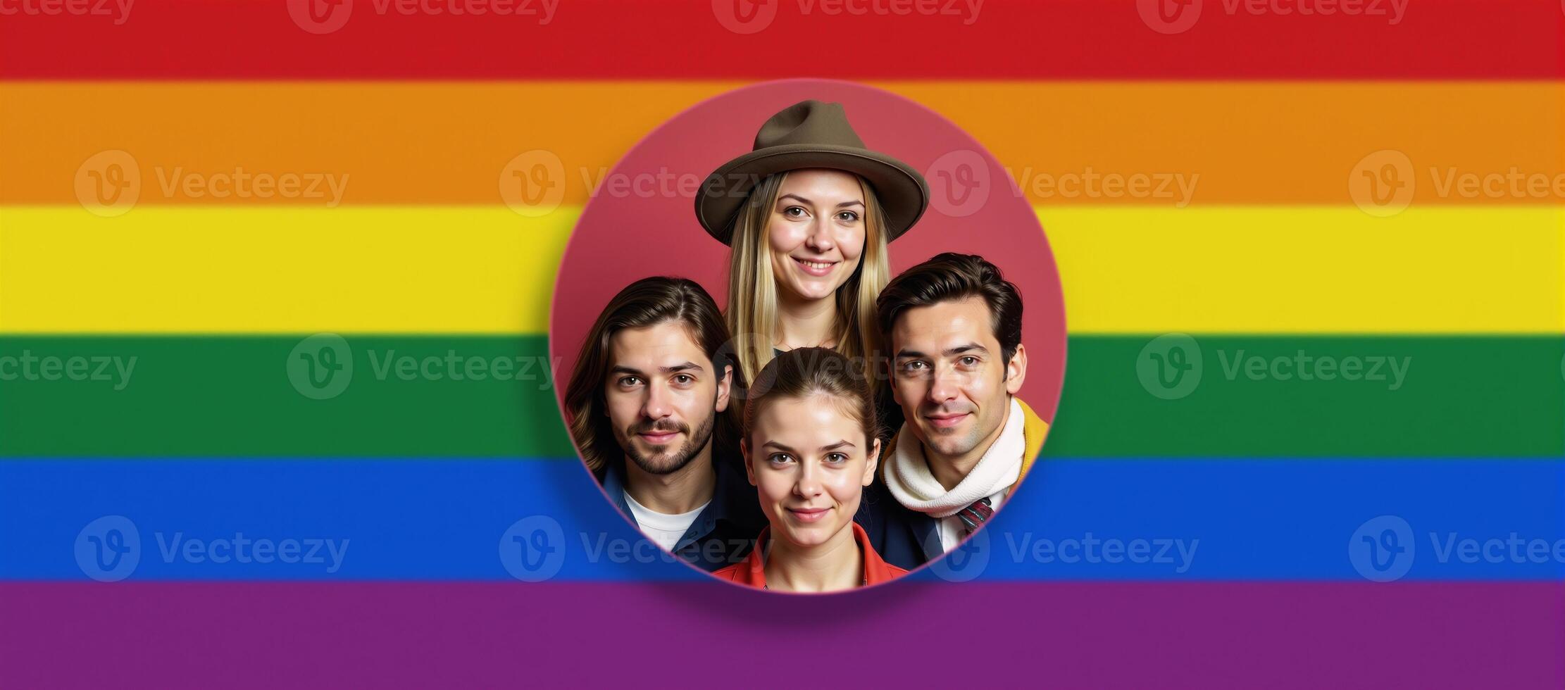 European Unionthemed backdrop with an illustration of the LGBTQ symbol photo