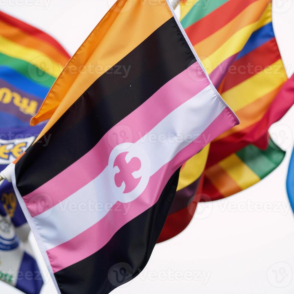 Bold depiction of rainbow flags symbolizing diversity love and pride within the LGBTQ community photo