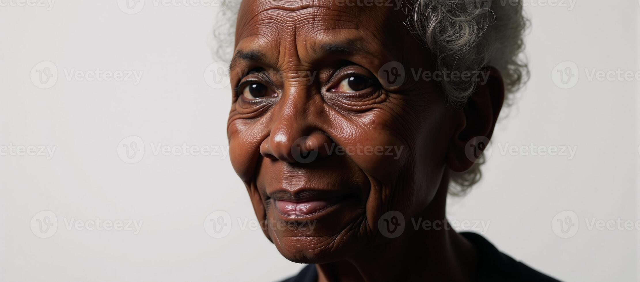 Elder African American woman struggling with Dementia and Alzheimersrelated disorders due to her deteriorating cognitive condition photo