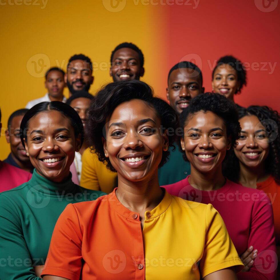 Vibrant collage showcasing diverse achievements with bold celebratory imagery of African Americans photo