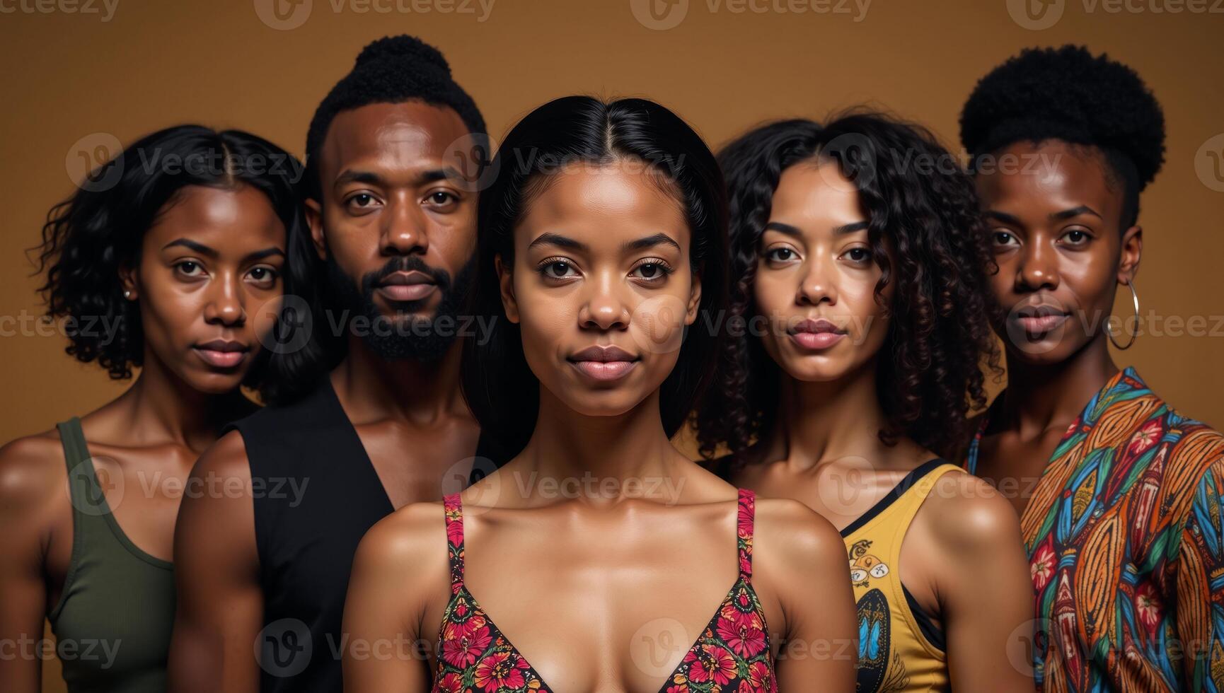 Strikingly bold and colorful portrait of African American individuals exuding power and unity during Black History Month photo