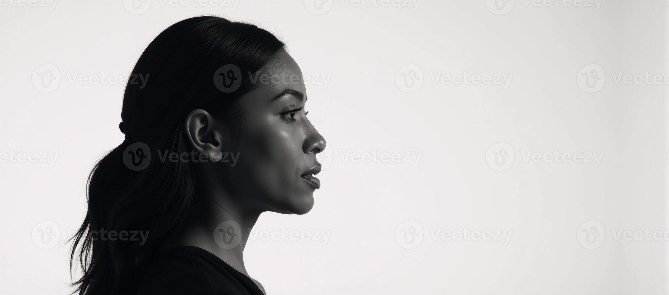 Isolated profile art showcasing an African American woman with fashionable attire photo